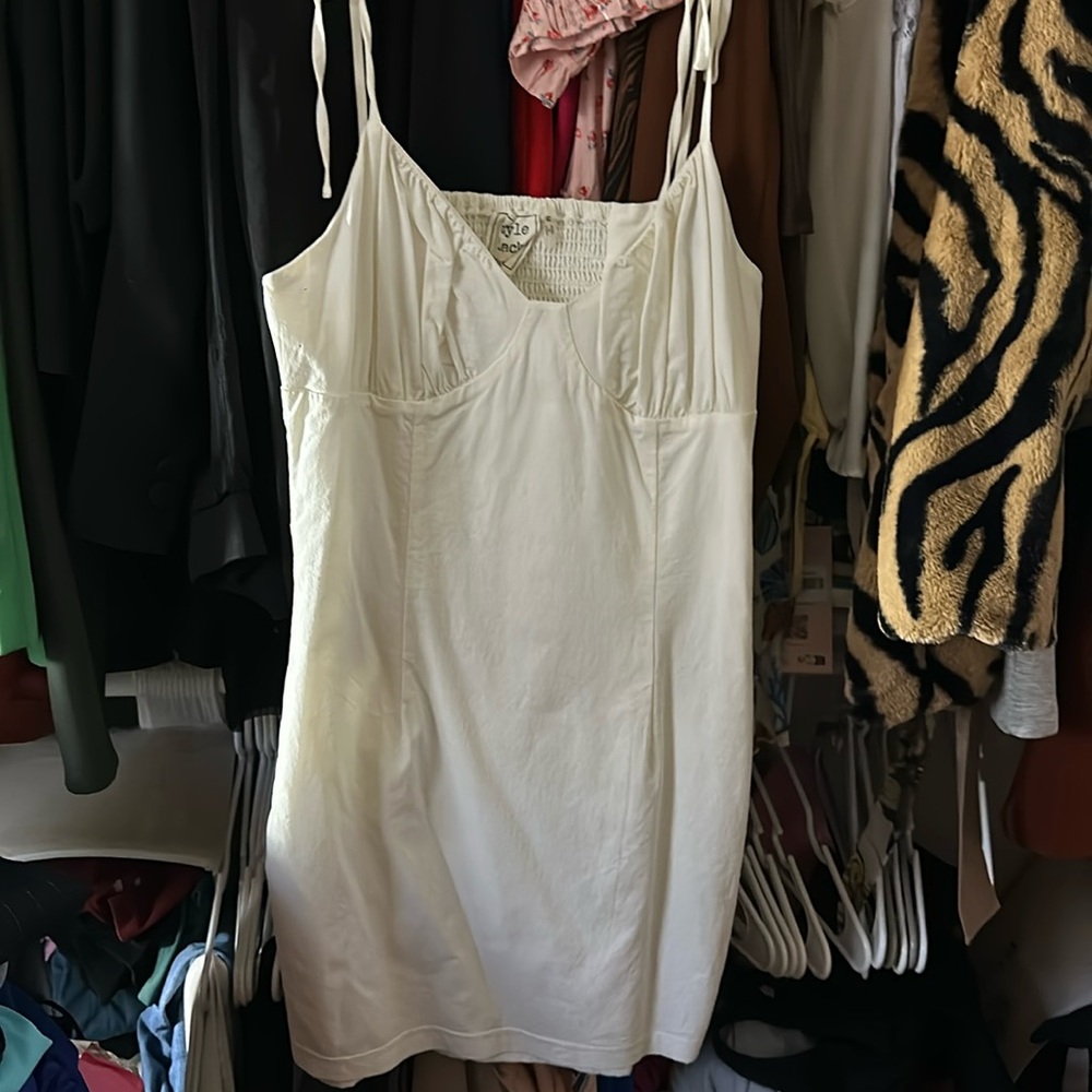 White mini dress for summer. Lightweight stretchy material. Worn once.